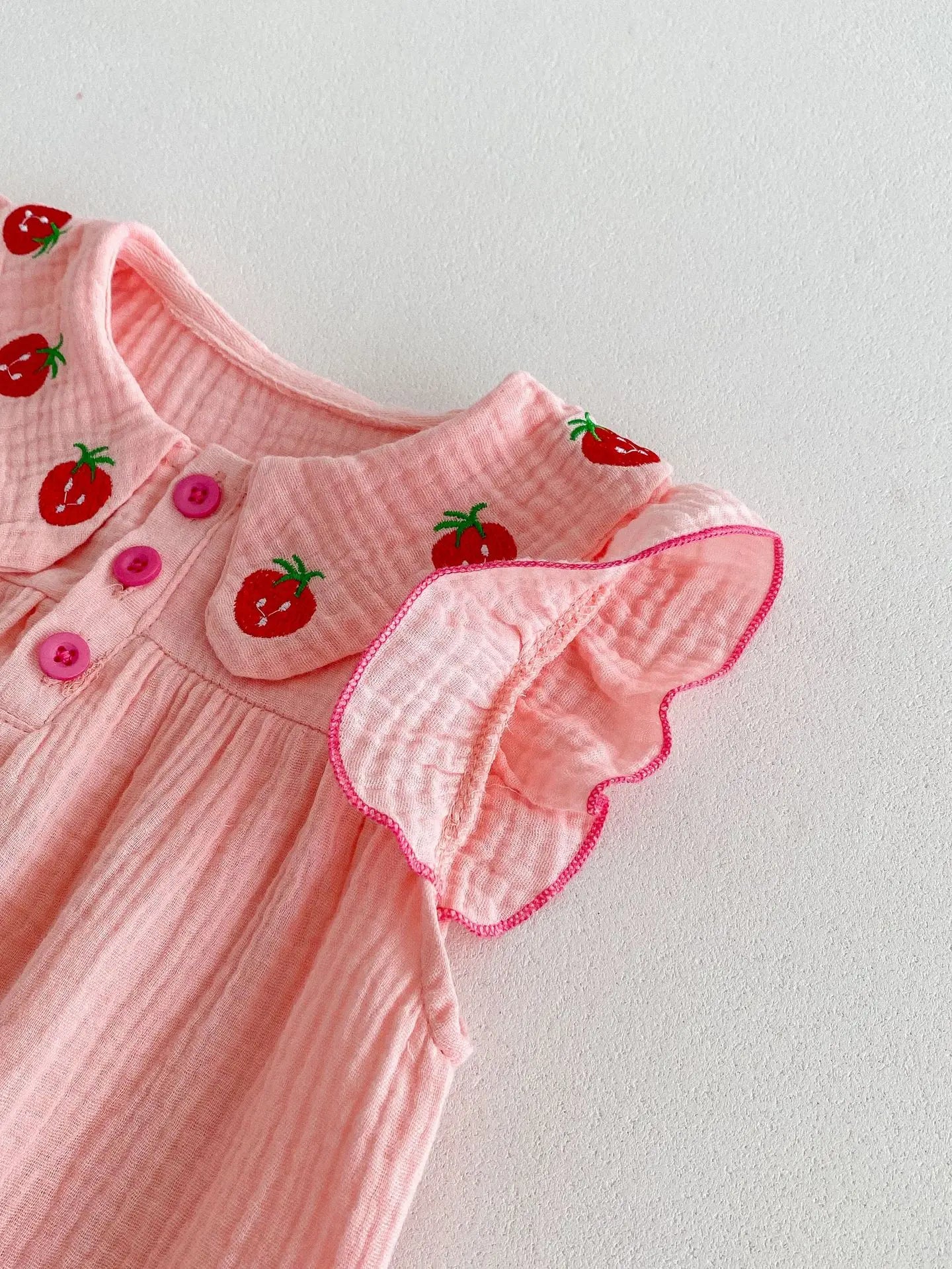 Baby Strawberry Collar Romper with Headband