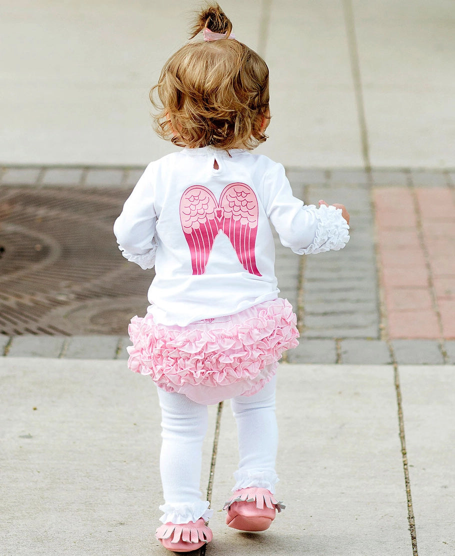 Baby Girls Baby Pink Woven Ruffle Bloomer