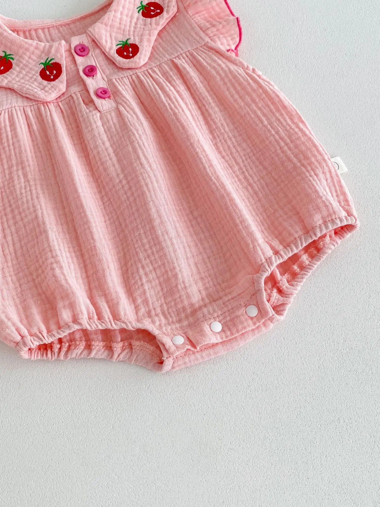 Baby Strawberry Collar Romper with Headband