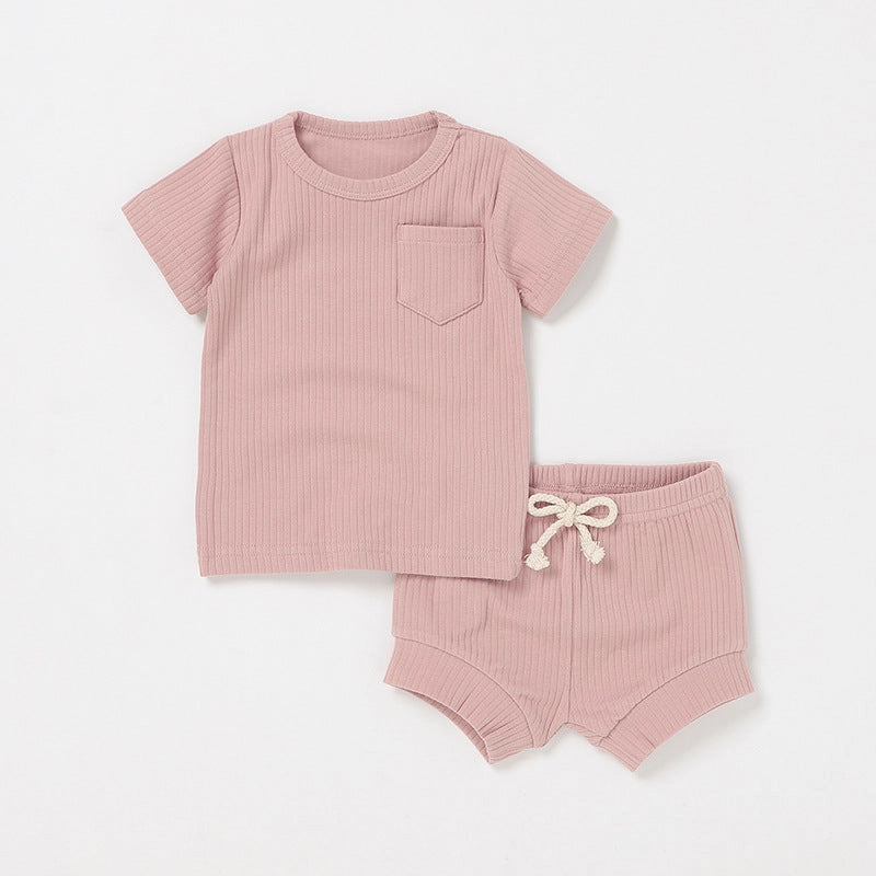 Casual Baby Short Sleeve Set Cotton Summer Outfit
