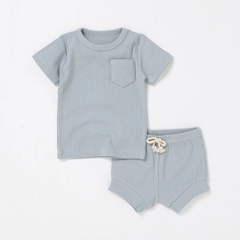 Casual Baby Short Sleeve Set Cotton Summer Outfit