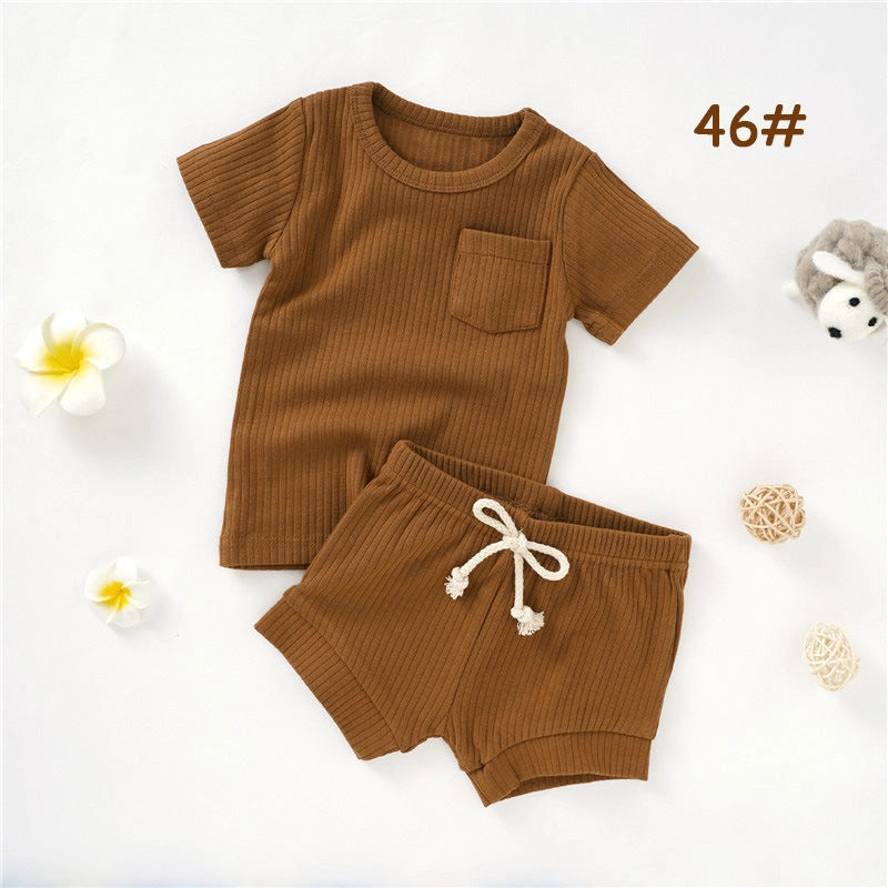 Casual Baby Short Sleeve Set Cotton Summer Outfit