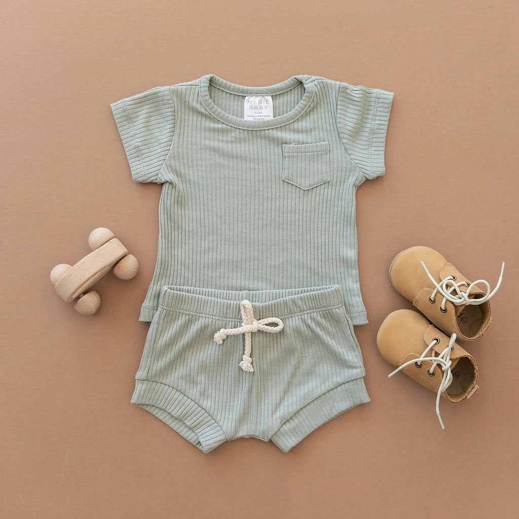 Casual Baby Short Sleeve Set Cotton Summer Outfit