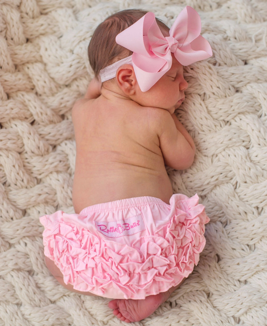 Baby Girls Baby Pink Woven Ruffle Bloomer