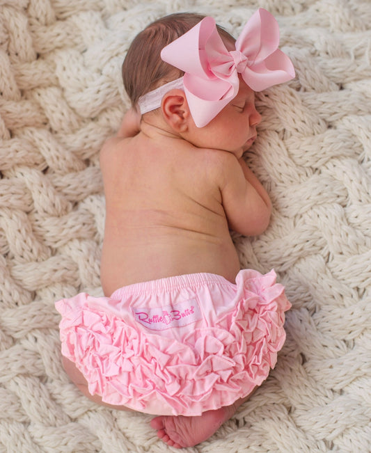 Baby Girls Baby Pink Woven Ruffle Bloomer