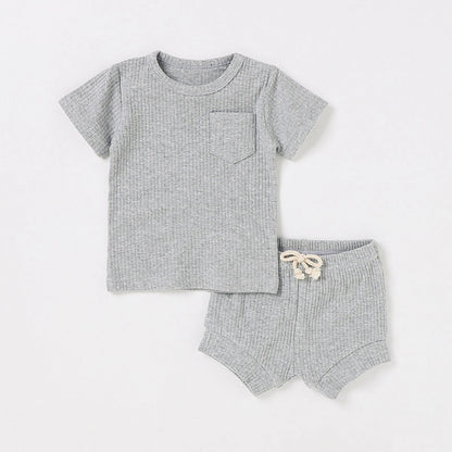 Casual Baby Short Sleeve Set Cotton Summer Outfit