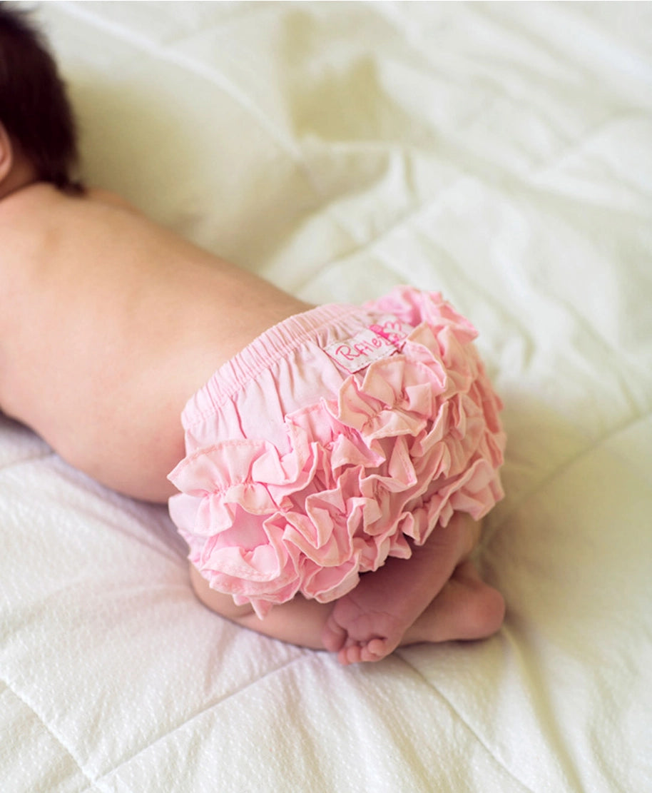 Baby Girls Baby Pink Woven Ruffle Bloomer