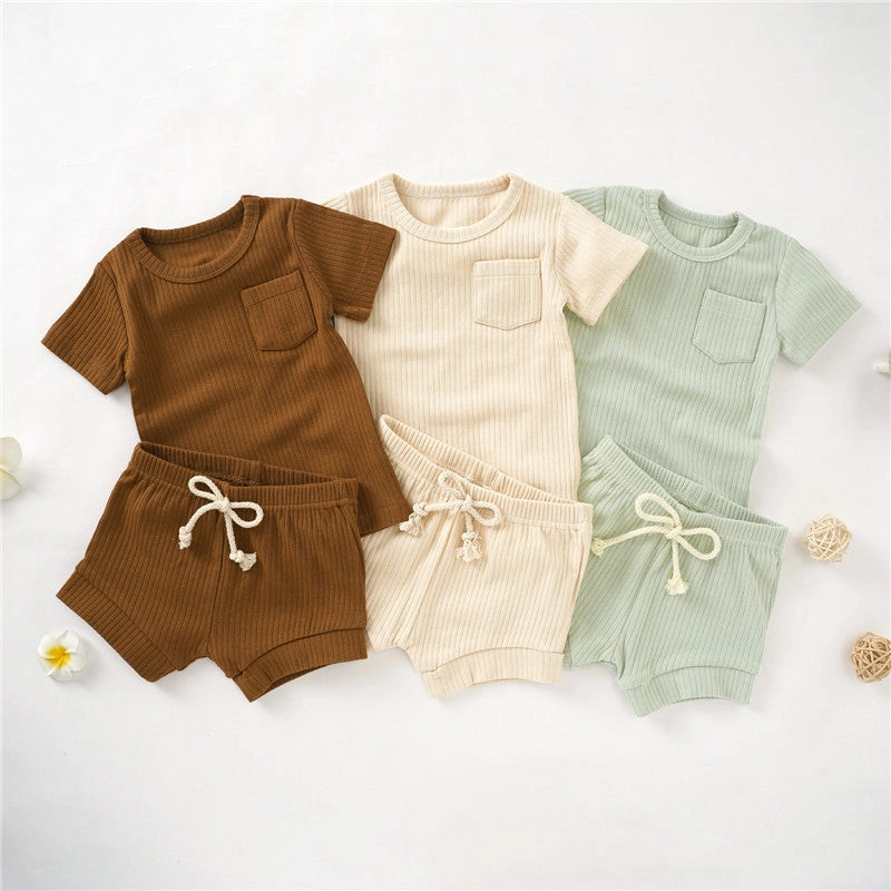 Casual Baby Short Sleeve Set Cotton Summer Outfit
