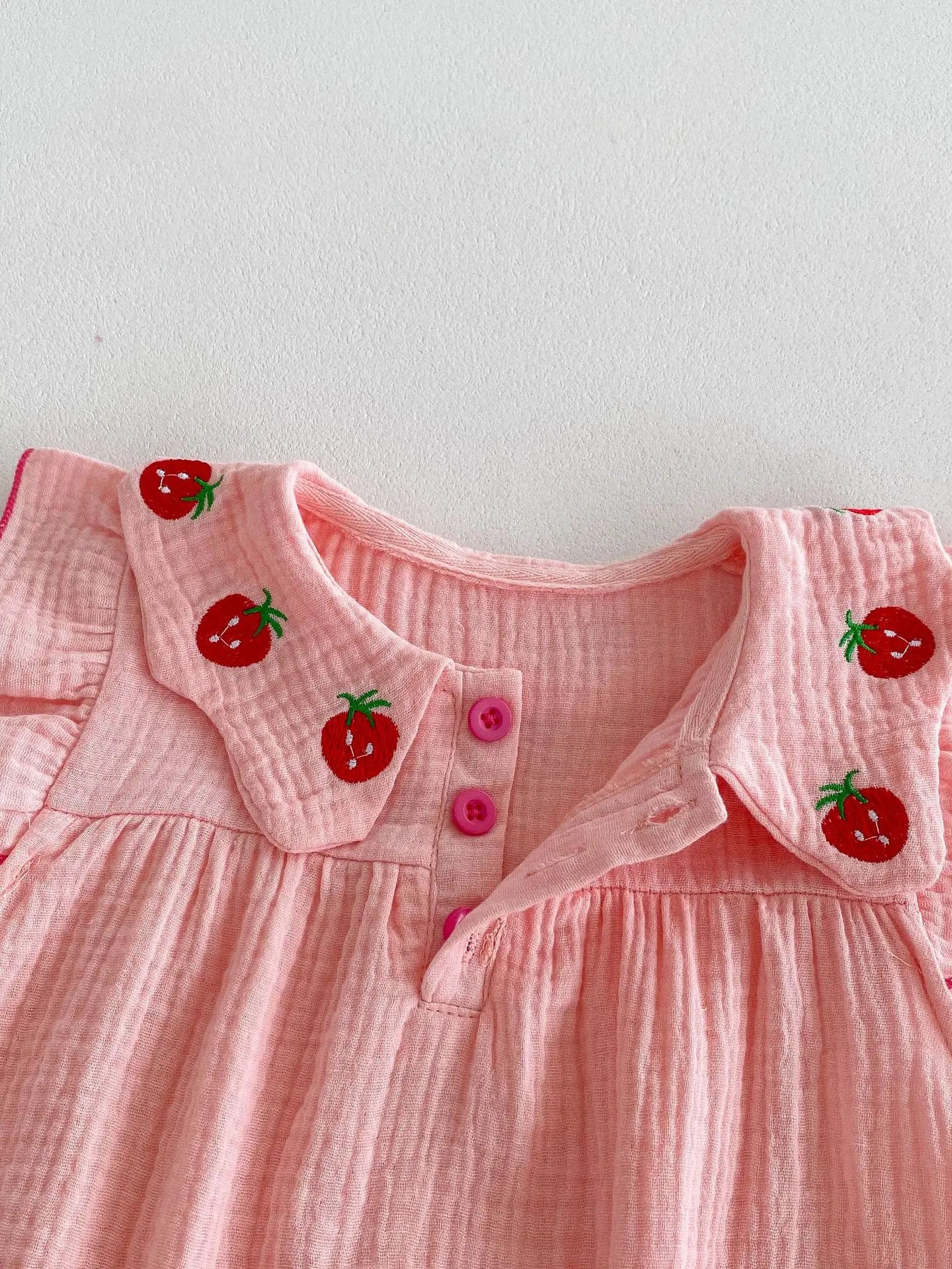 Baby Strawberry Collar Romper with Headband