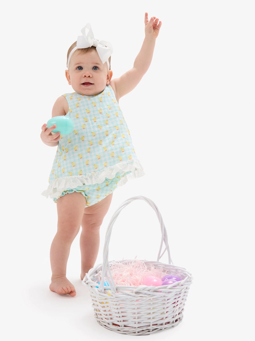 Baby Chirping Chicks Cotton Gauze Top & Bloomer Set