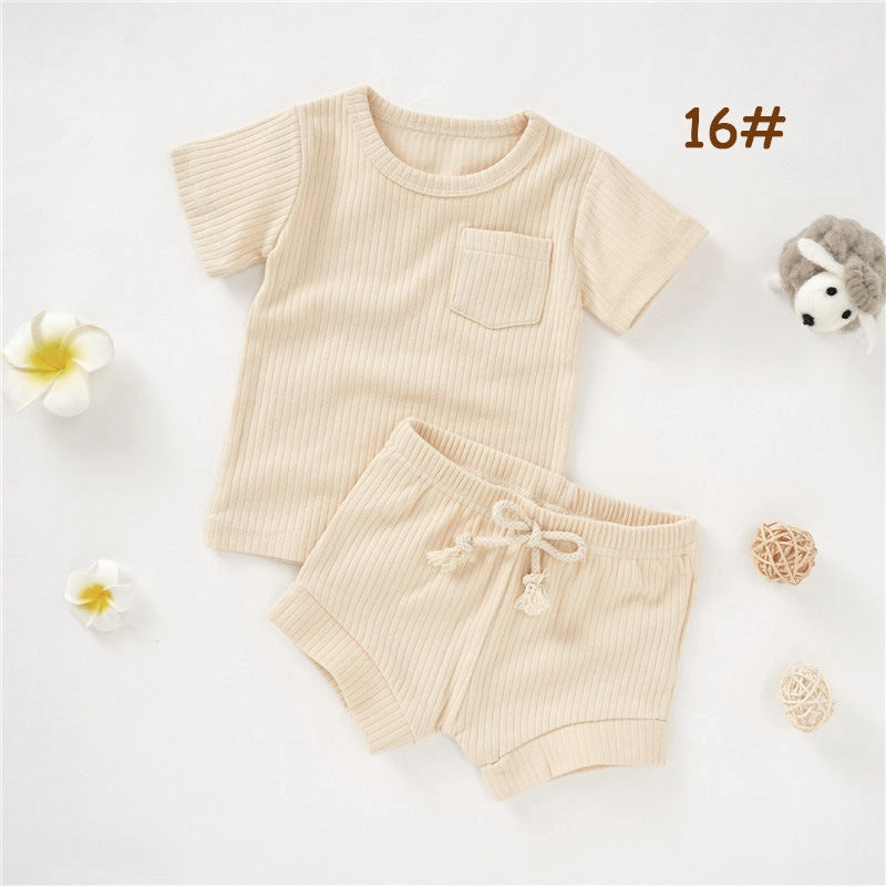 Casual Baby Short Sleeve Set Cotton Summer Outfit