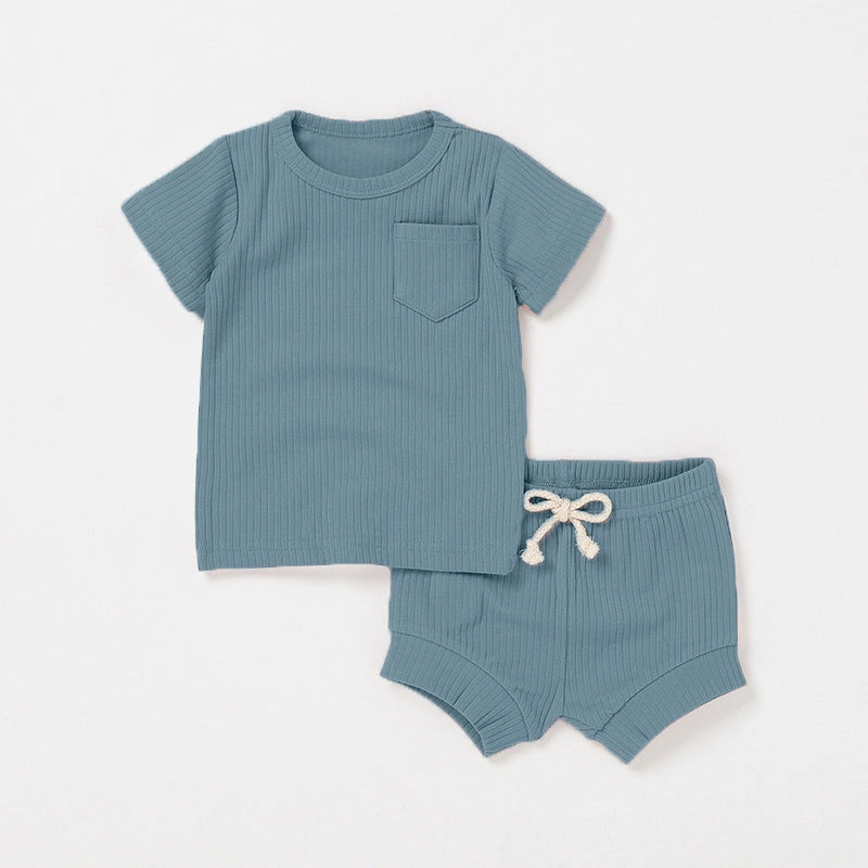 Casual Baby Short Sleeve Set Cotton Summer Outfit