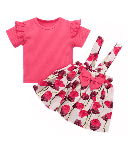 Pink Floral 2pcs Baby Dress Set