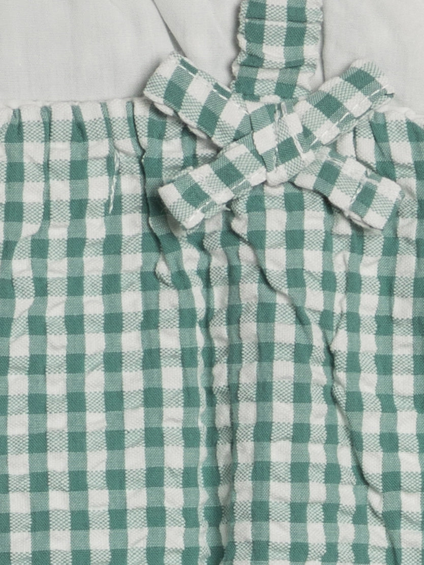 Rosalie Seersucker Ruffle Bubble Romper - Laguna Gingham