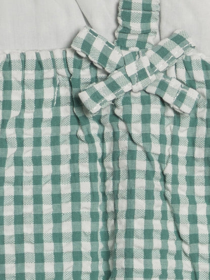 Rosalie Seersucker Ruffle Bubble Romper - Laguna Gingham