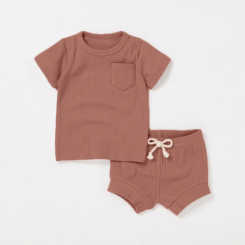 Casual Baby Short Sleeve Set Cotton Summer Outfit