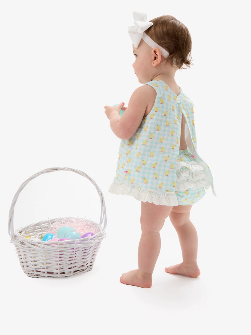Baby Chirping Chicks Cotton Gauze Top & Bloomer Set