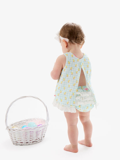 Baby Chirping Chicks Cotton Gauze Top & Bloomer Set