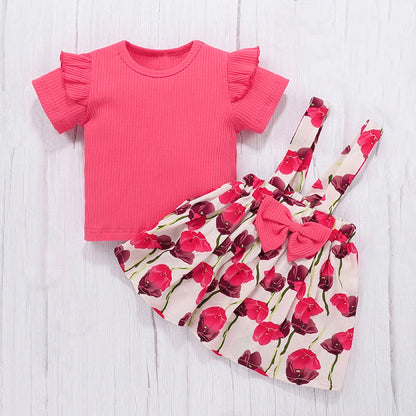 Pink Floral 2pcs Baby Dress Set