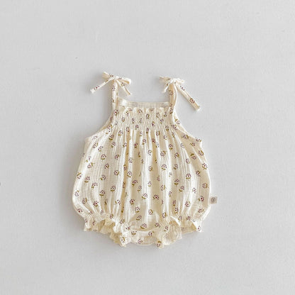 Summer Toddler Floral Stripe Bow Romper