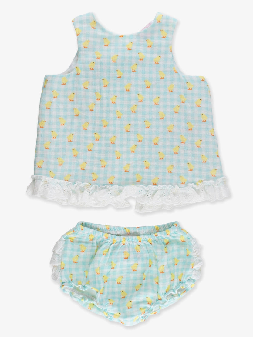 Baby Chirping Chicks Cotton Gauze Top & Bloomer Set