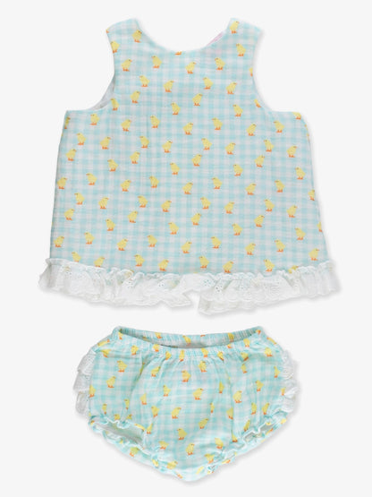 Baby Chirping Chicks Cotton Gauze Top & Bloomer Set