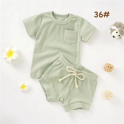 Casual Baby Short Sleeve Set Cotton Summer Outfit