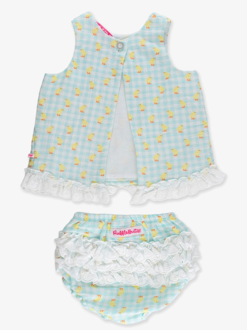 Baby Chirping Chicks Cotton Gauze Top & Bloomer Set