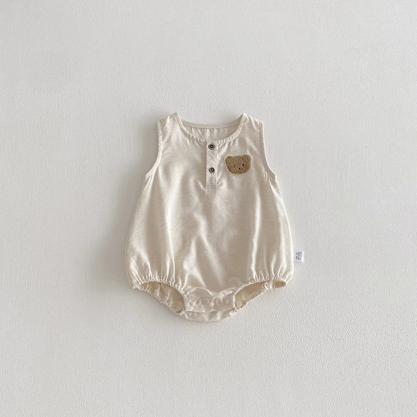 Cute Sleeveless Infant Romper Bear Embroidery Multi Colors