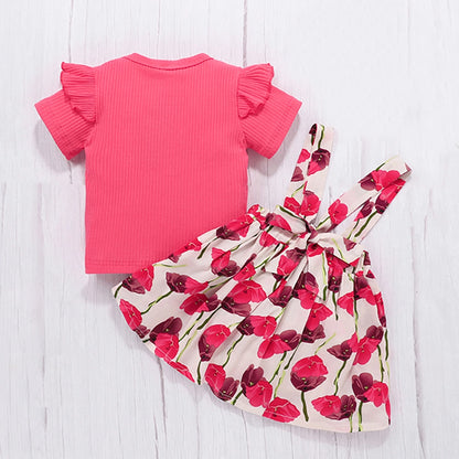 Pink Floral 2pcs Baby Dress Set