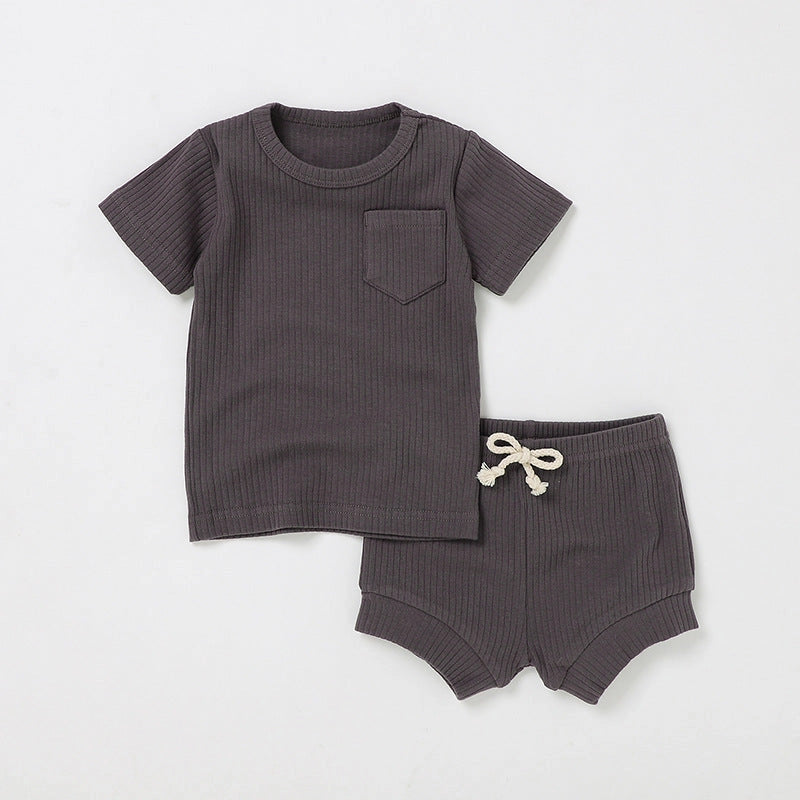 Casual Baby Short Sleeve Set Cotton Summer Outfit